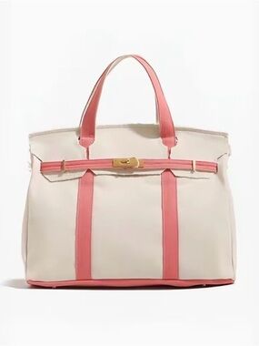 Boatkin Canvas Two-Tone Bag - Pink with Gold Hardware